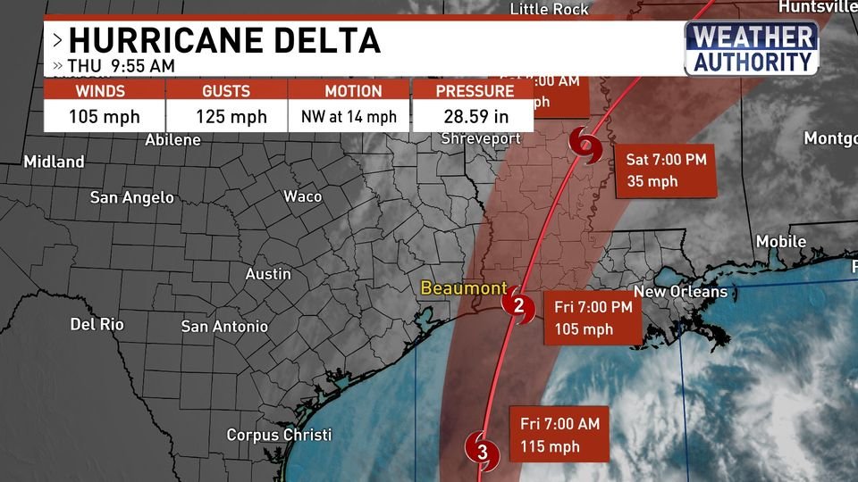 Delta Will Probably Be a Category 2 at Landfall on Friday