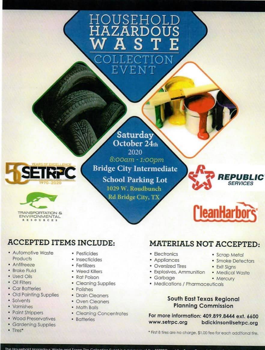 Household Hazardous Waste and Scrap Tire Collection Event to Be Held