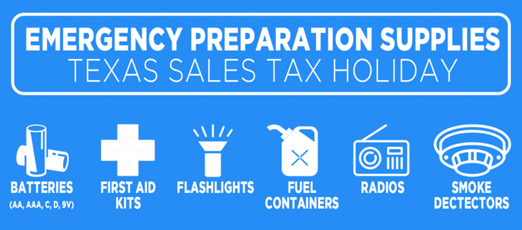 Emergency Prep Supplies Tax Holiday April 24-26