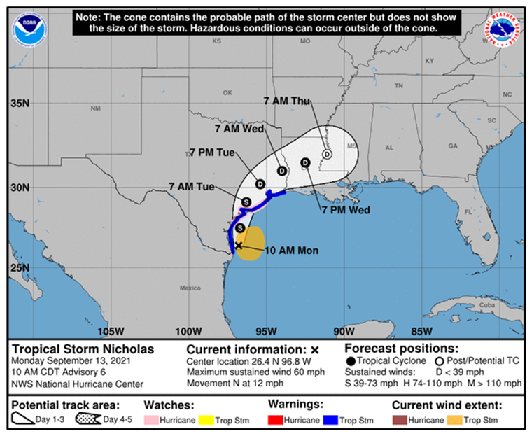 Tropical Storm Nicholas Update – Orange Worthy News and Local Events ...