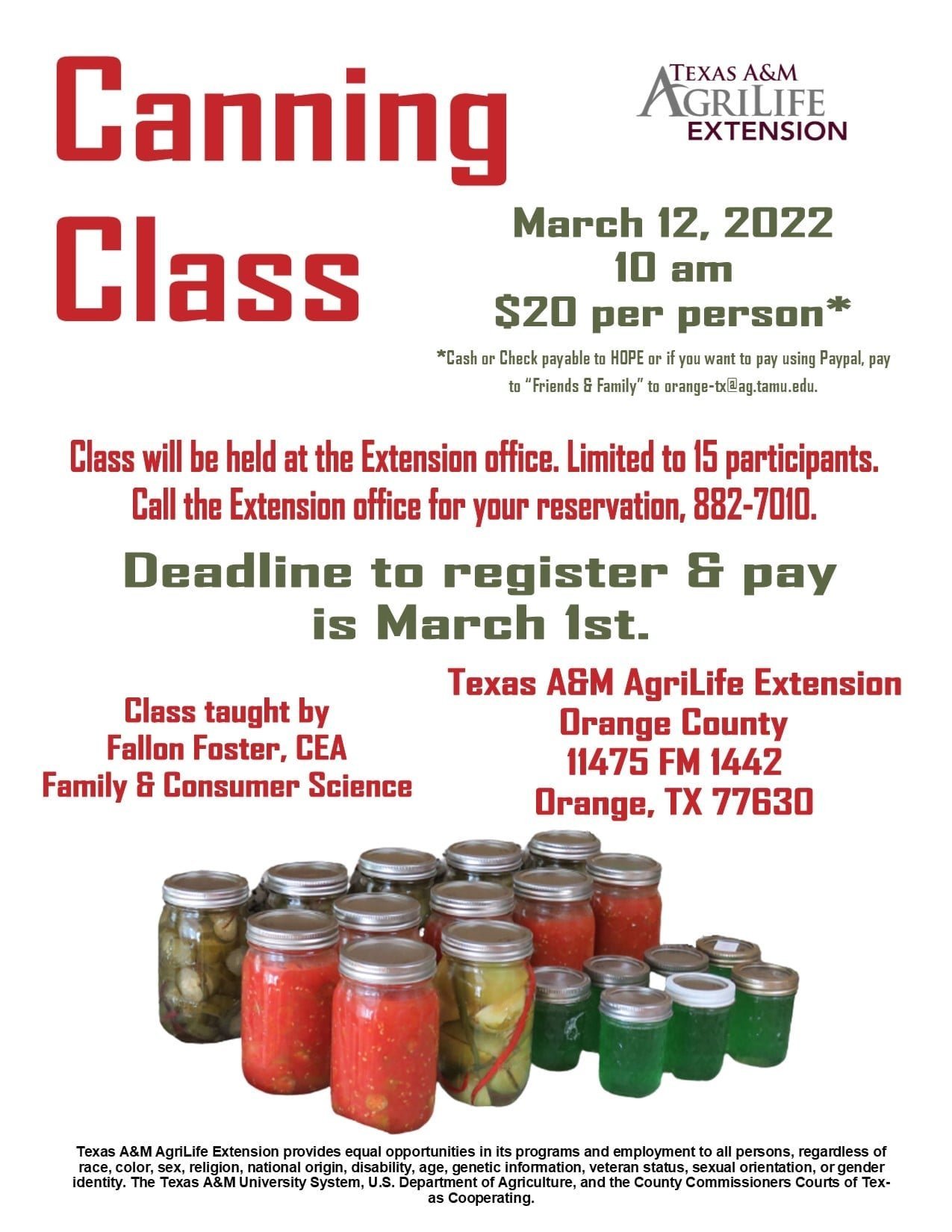 Canning & Food Preservation – Texas A&M Agrilife Extension Service