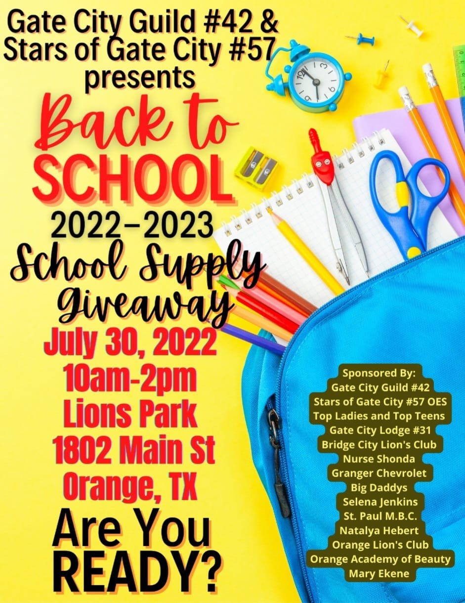 School Supply Giveaway Scheduled for July 30 Orange Worthy