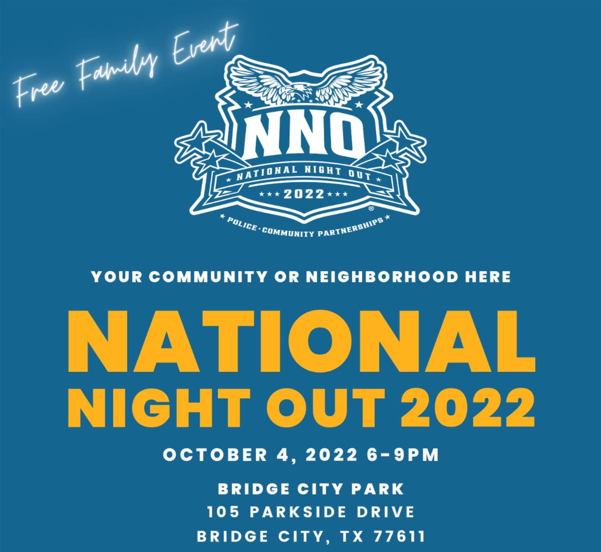 Bridge City to Host National Night Out October 4 Orange Worthy