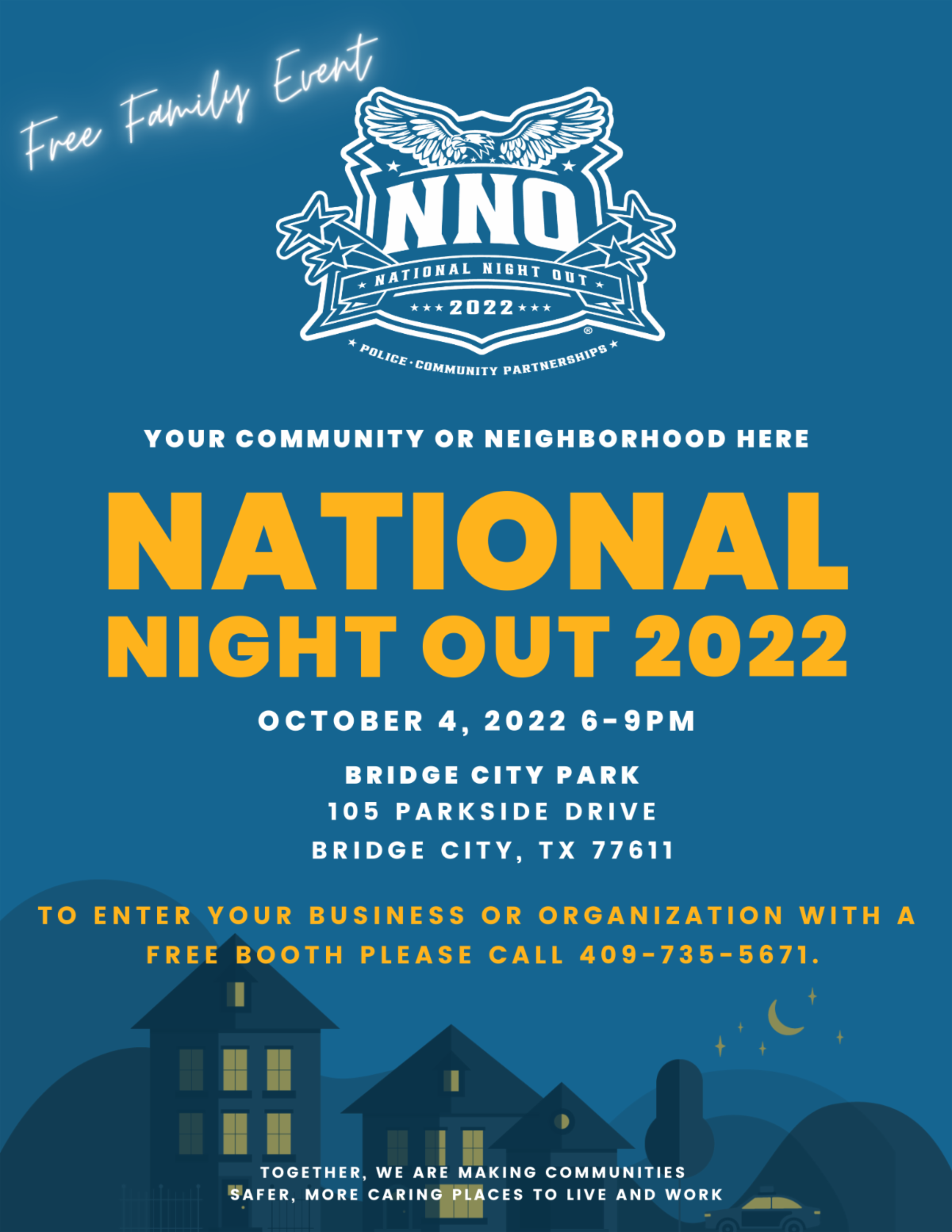 Bridge City to Host National Night Out October 4 Orange Worthy