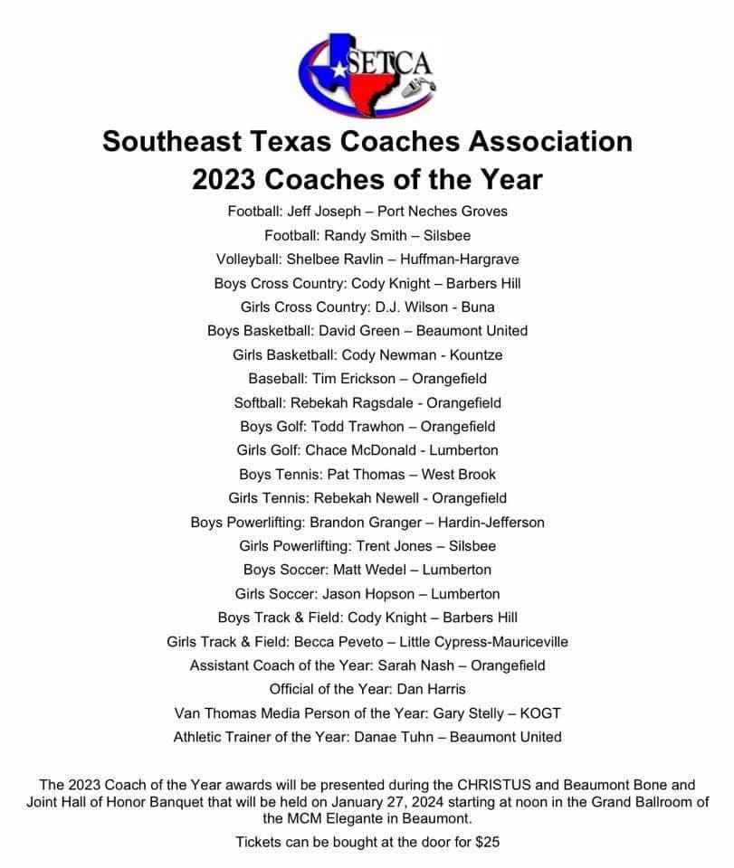 Southeast Texas Coaches Association Names 2023 Coaches of the Year